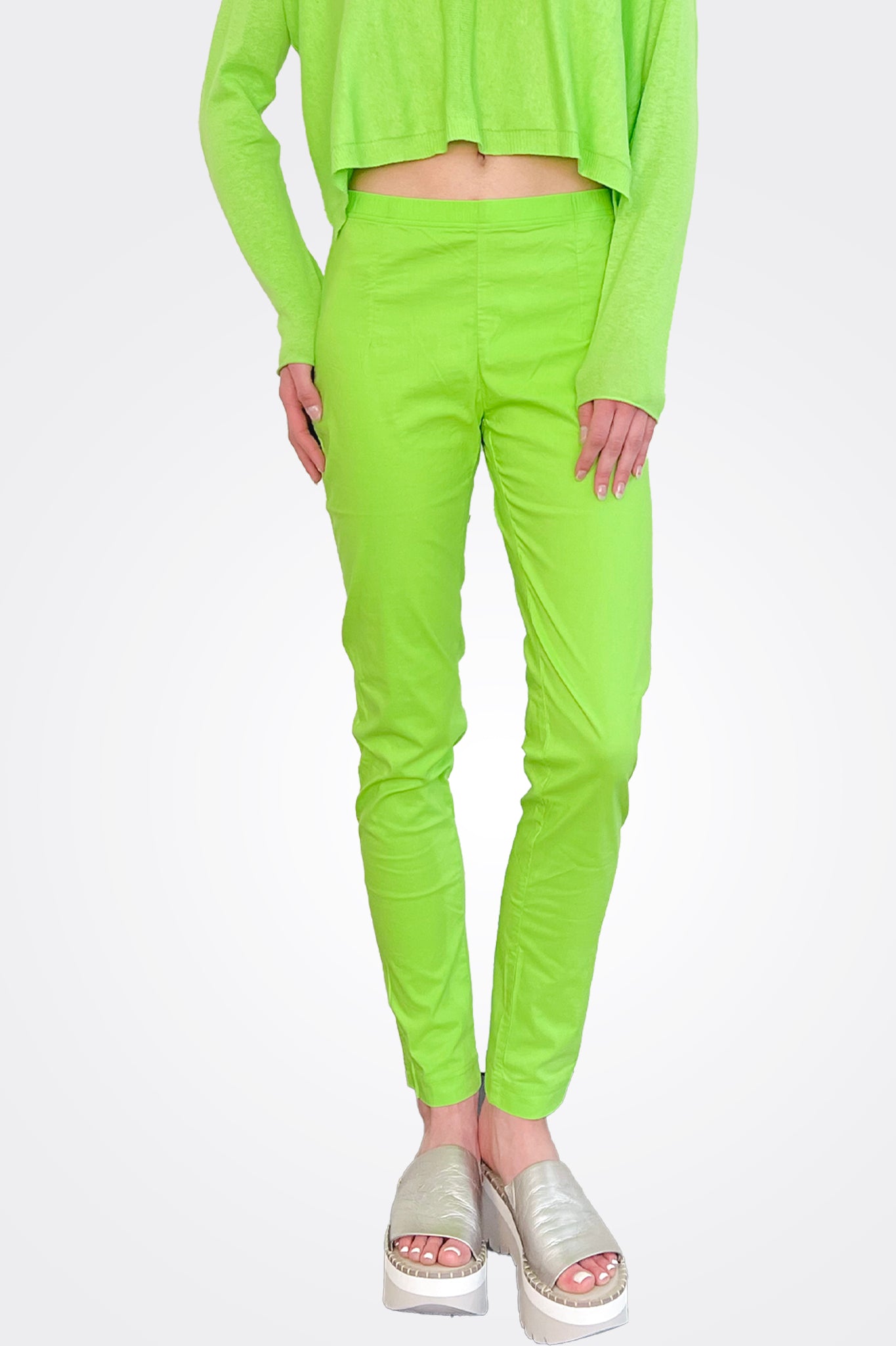 Slim Fit Trousers - Lime by Rundholz — view 4