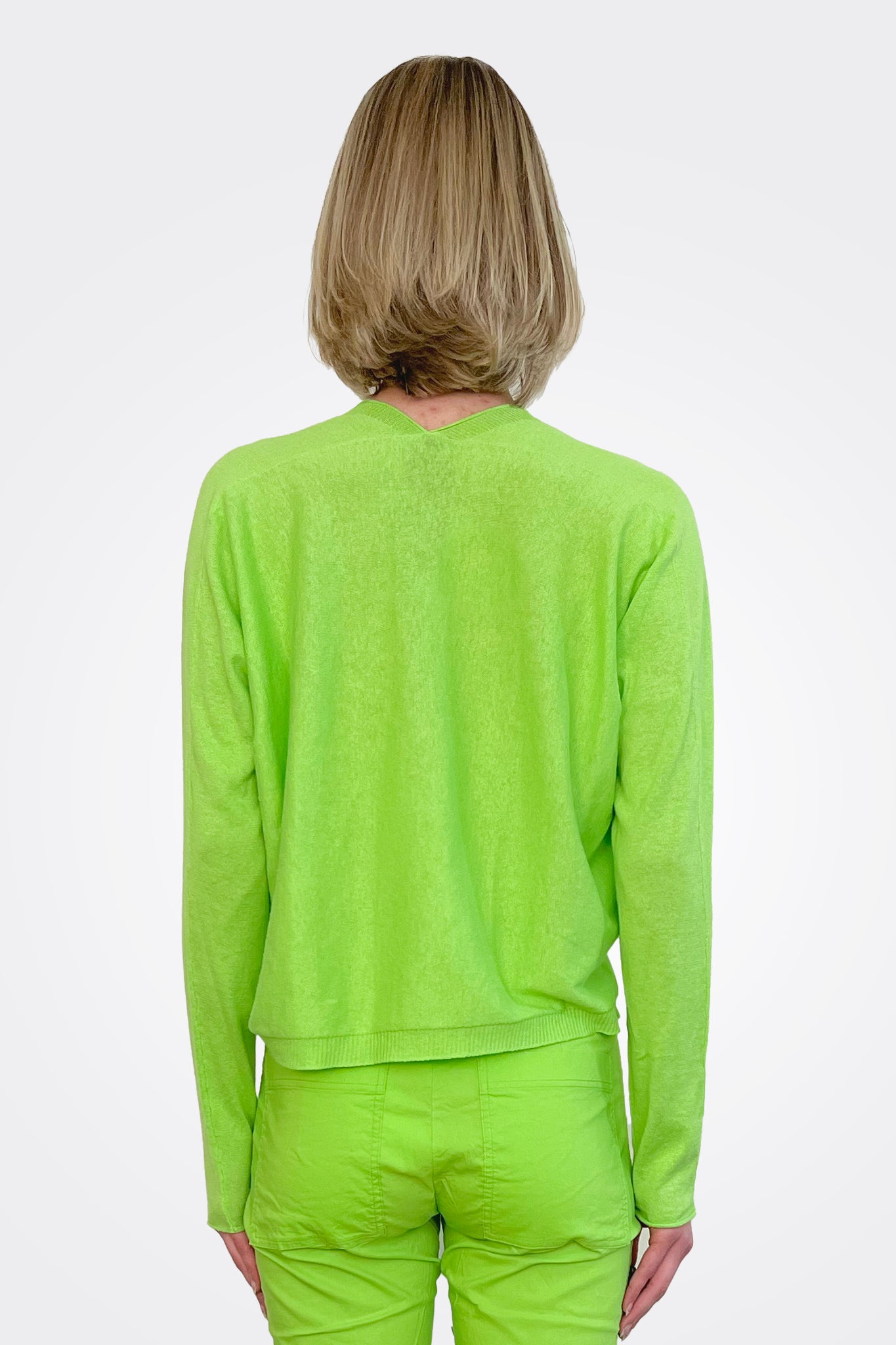 Asymmetric Knit Pullover - Lime by Rundholz — view 3