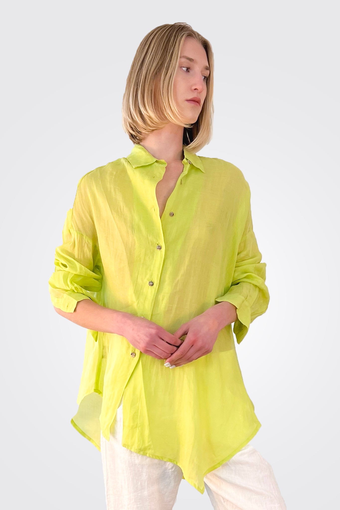 Asymmetrical Shirt - Lime by Banana Blue — view 3
