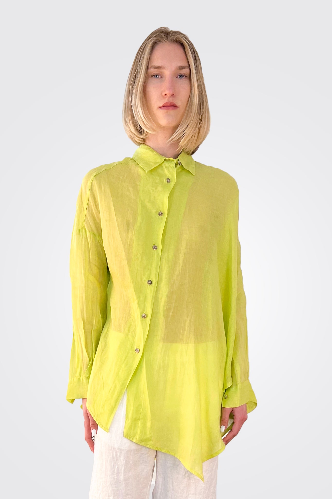 Asymmetrical Shirt - Lime by Banana Blue | 25 South Boutiques