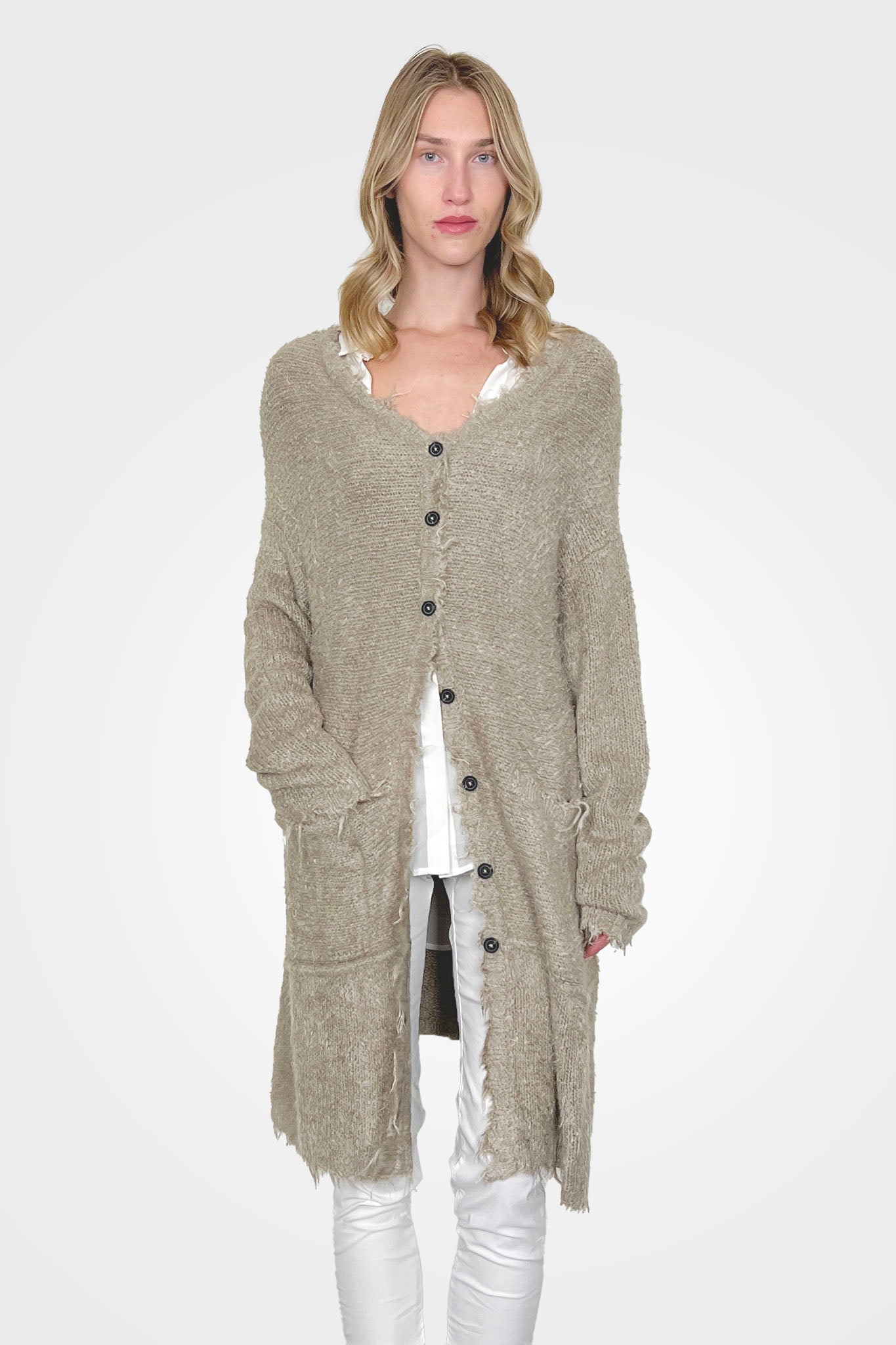 Silk Long Raw Edge Cardigan - Linen by Rundholz | 25 South Boutiques