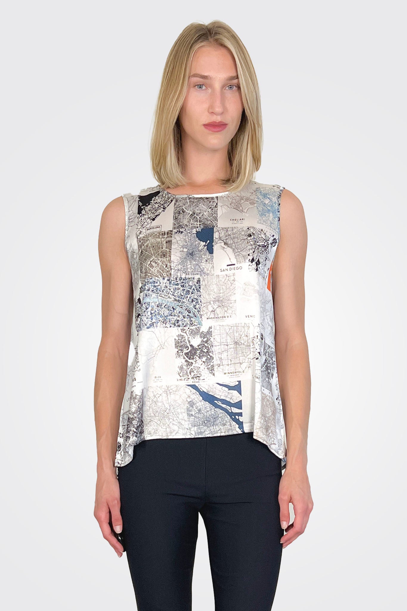 Linda Sleeveless Blouse - Maps by Unbreakable Evolution — alternate view