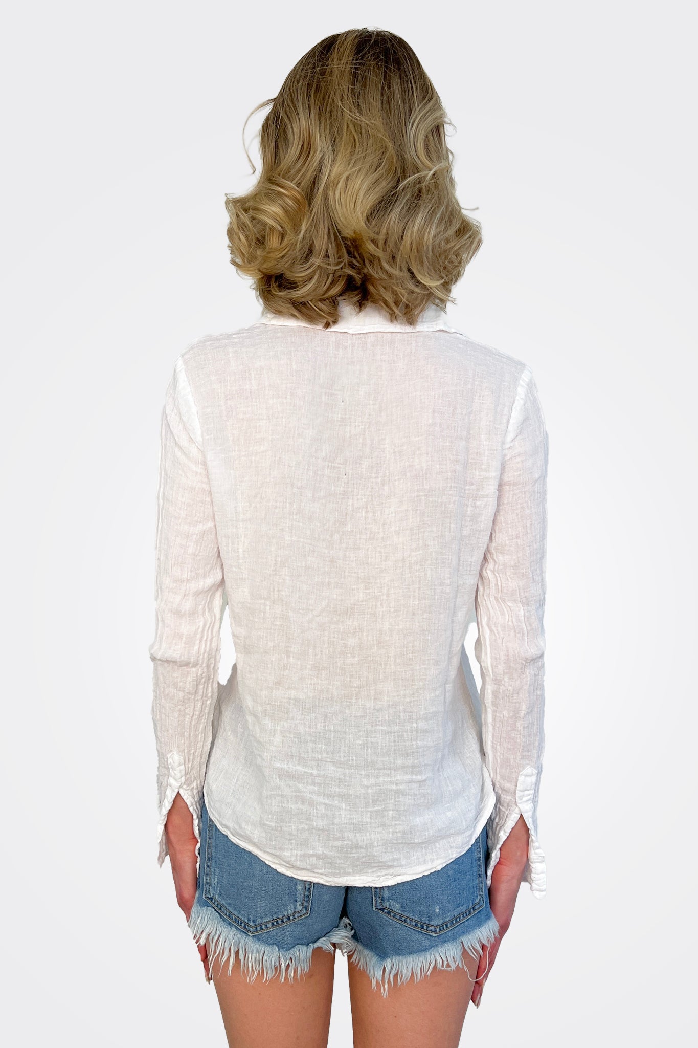 Romey Linen Shirt - White by CP Shades — alternate view