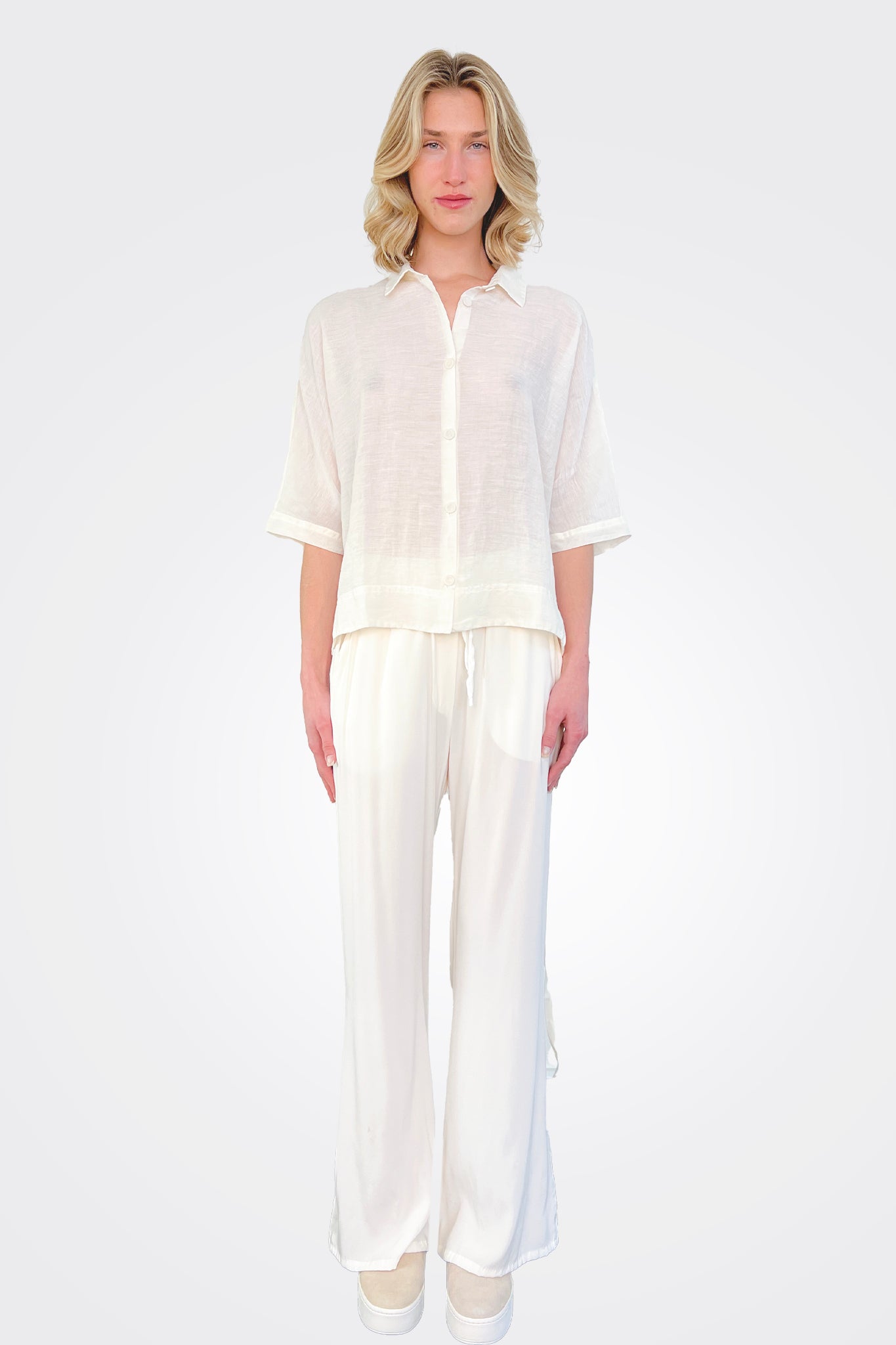 Linen Cotton Shirt - Natural by Kristensen — alternate view
