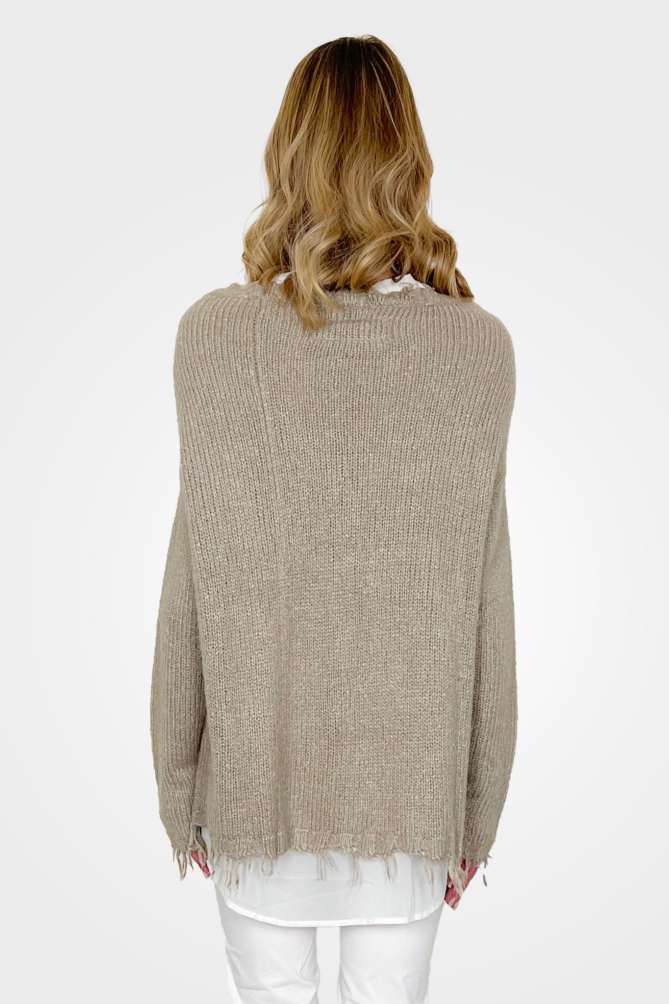 Silk Oversized Raw Edge Cardigan - Linen by Rundholz — view 3