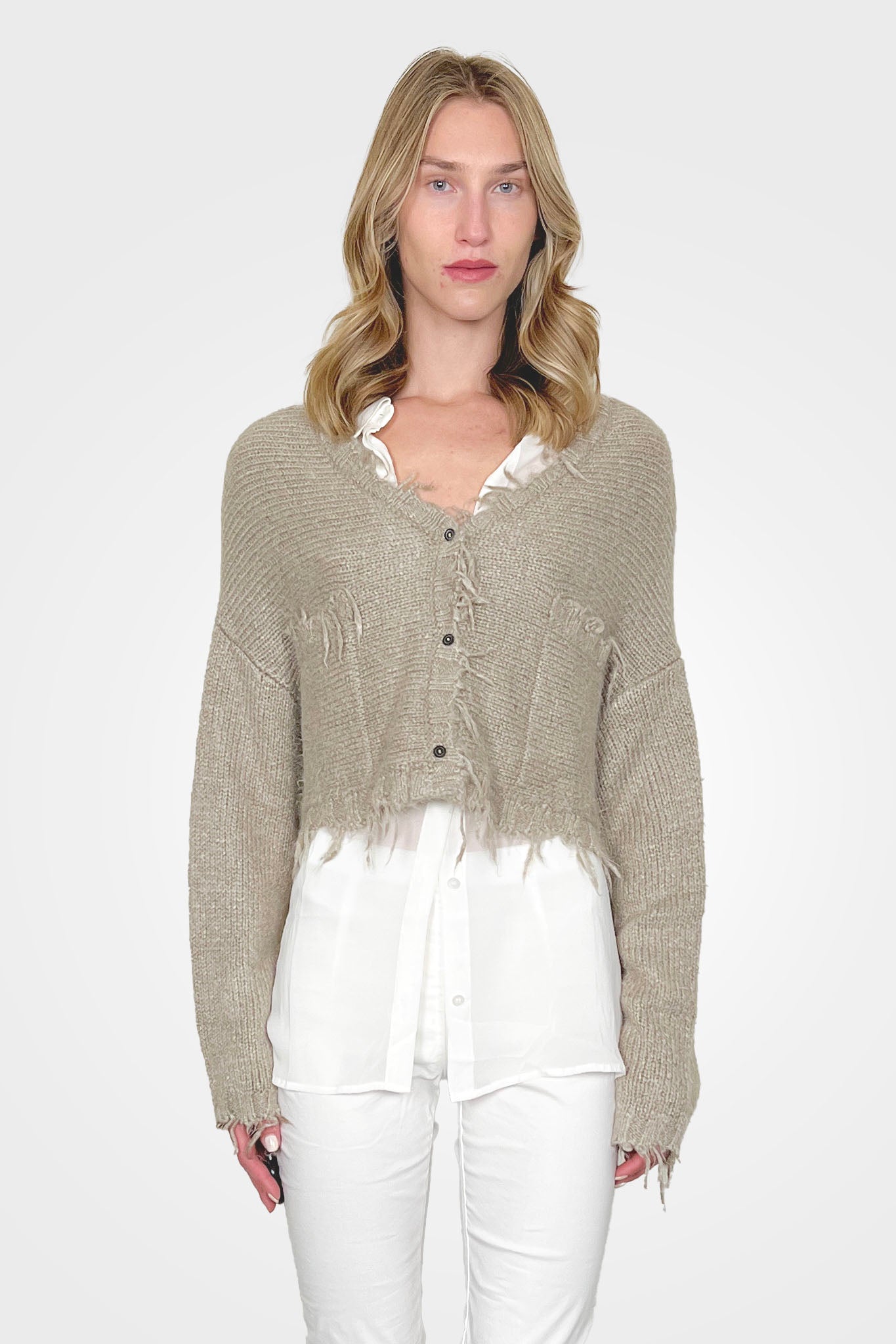 Silk Crop Raw Edge Cardigan - Linen by Rundholz | 25 South Boutiques