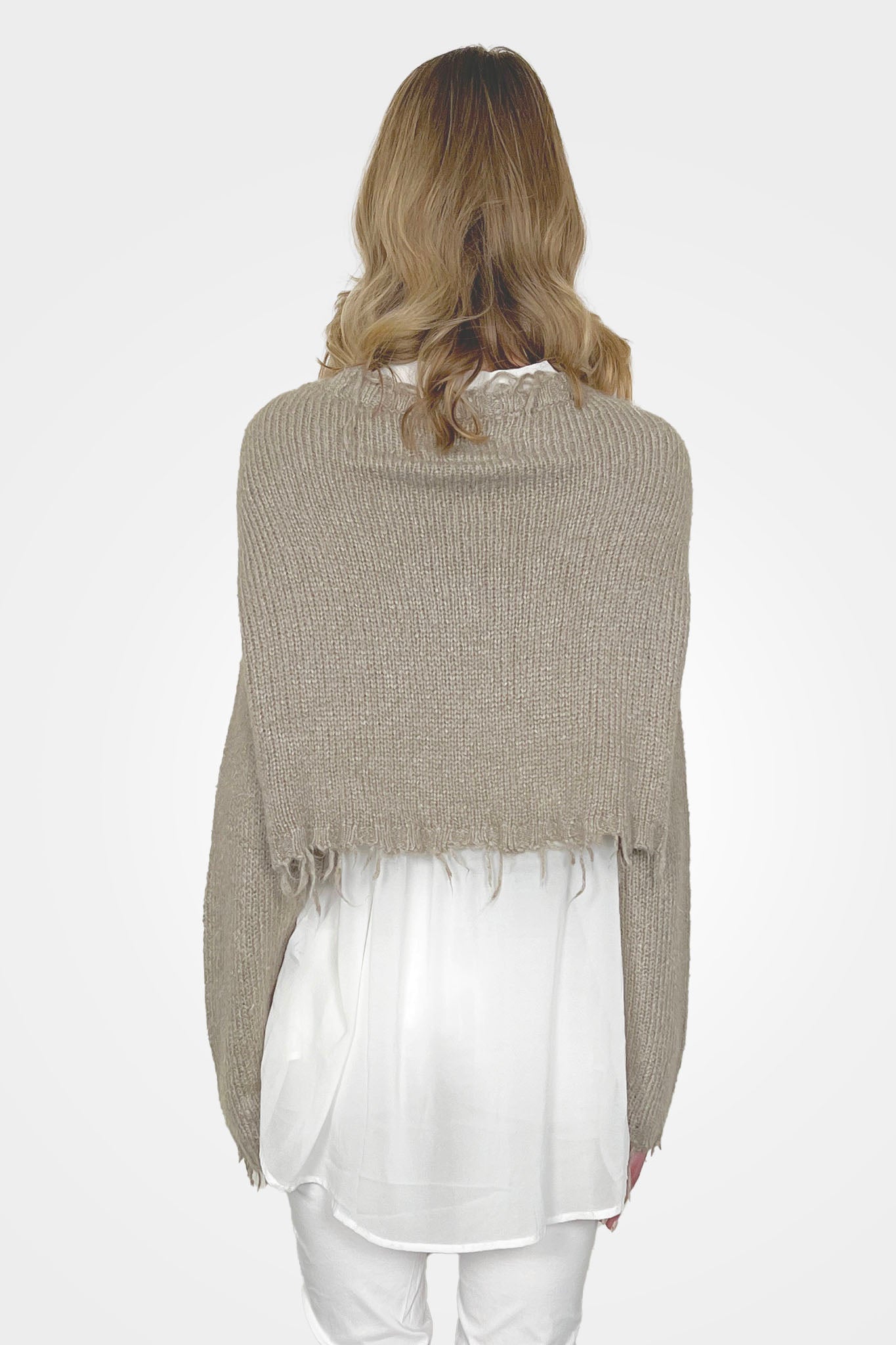 Silk Crop Raw Edge Cardigan - Linen by Rundholz — alternate view