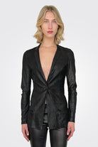 Leather Blazer Jacket - Nero by Giorgio Brato — alternate view