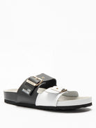 Logo Buckle Slides - Black / White by Love Moschino — alternate view