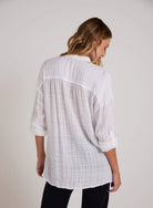 Long Sleeve Shirred Pullover - White by Bella Dahl — view 3