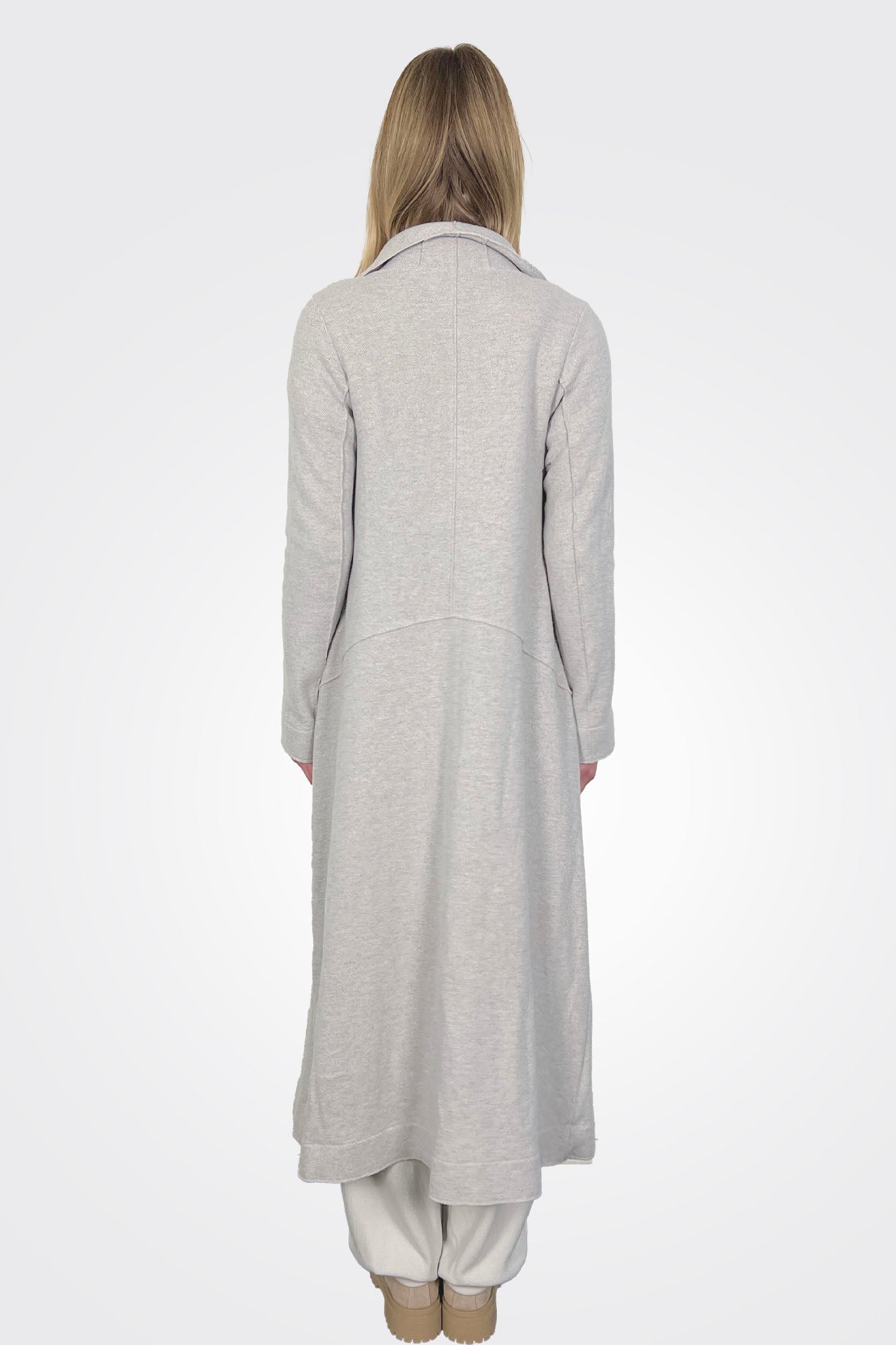 Long Slim High Collar Wool Coat - Grey Ice by Transit Par-Such — view 3