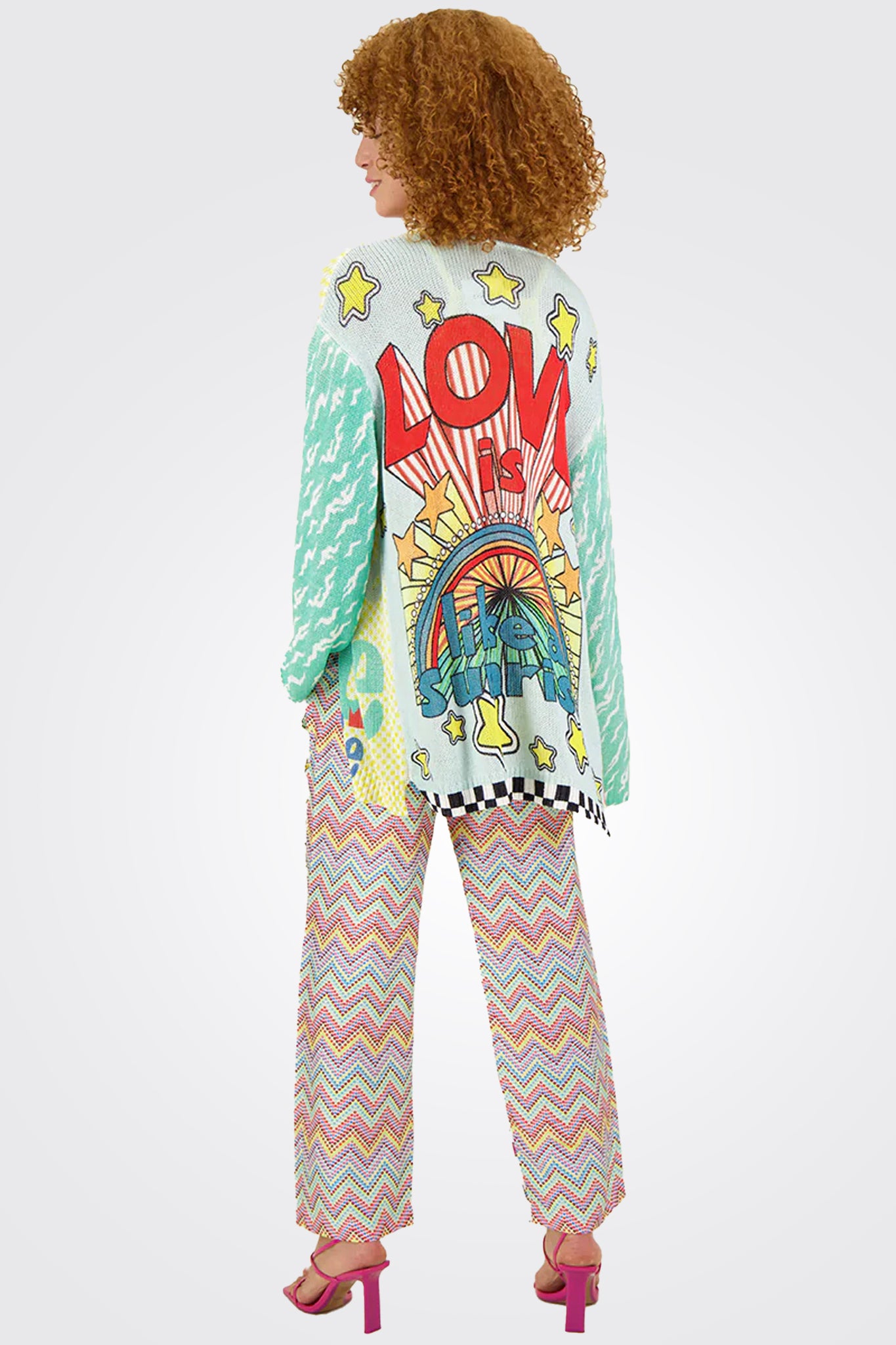 Victoria Linen Printed Cardigan - Love by Me369 — alternate view
