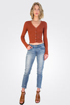 Lyla Ribbed Cardigan - Pecan by Michael Stars — view 3