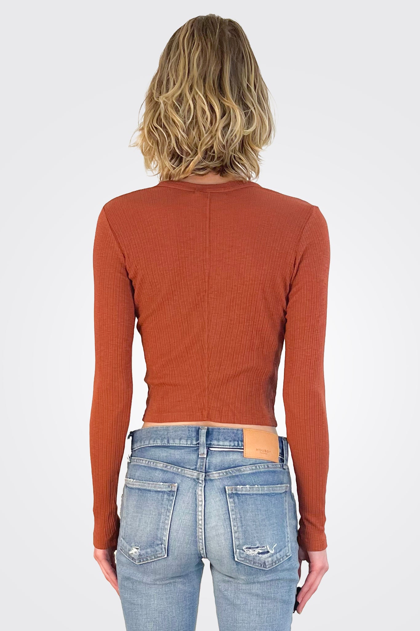 Lyla Ribbed Cardigan - Pecan by Michael Stars — alternate view