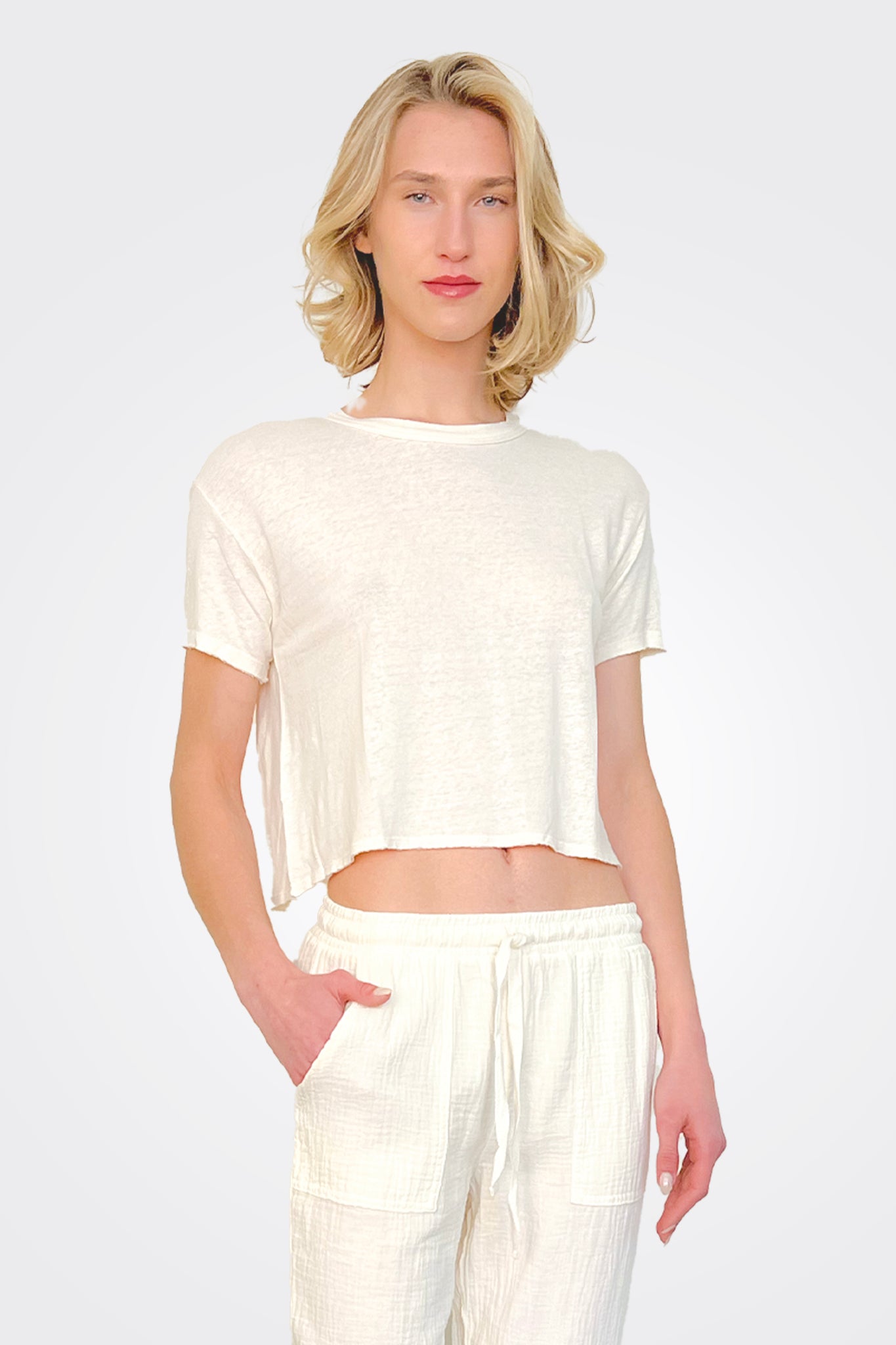 Boxy Crop Tee - Macadamia by Bobi | 25 South Boutiques