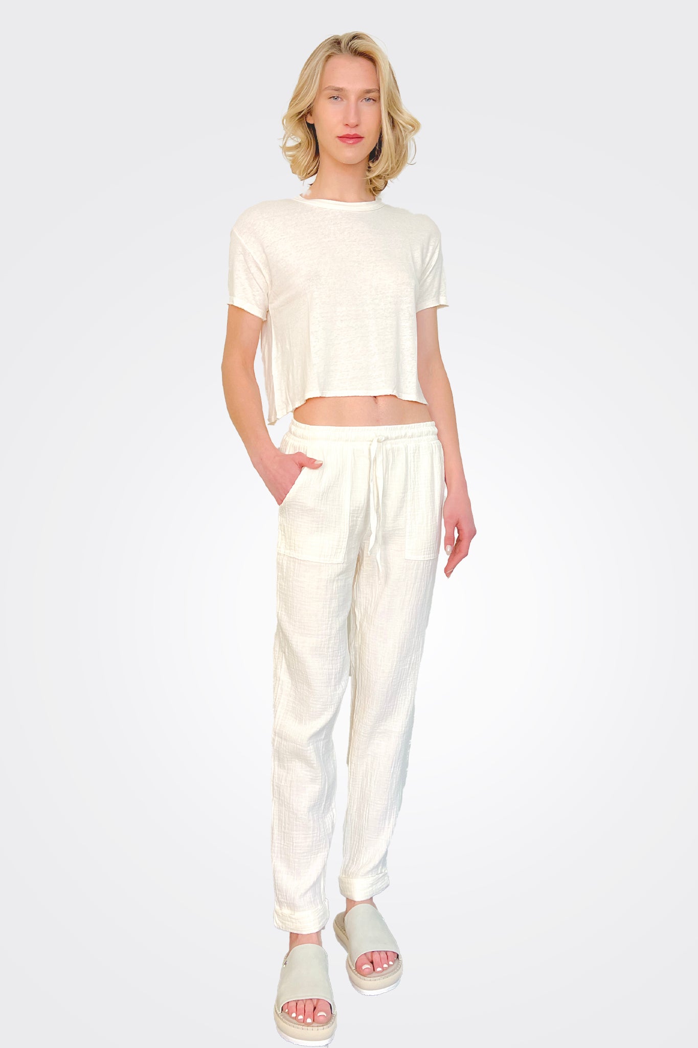 Boxy Crop Tee - Macadamia by Bobi — alternate view