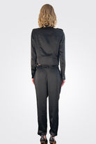 Madelyn Cuffed Crop Satin Pants - Black by Ramy Brook — view 3