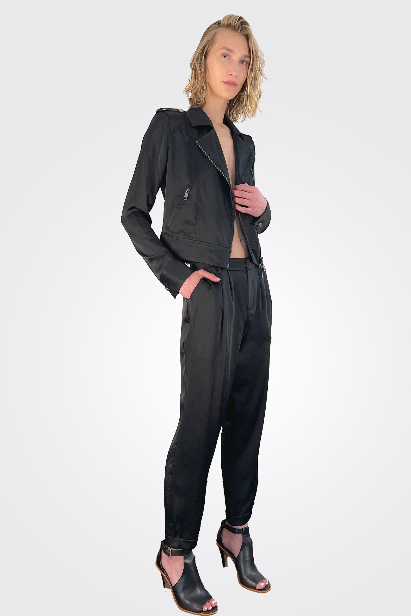 Alice Satin Jacket - Black by Ramy Brook — view 4