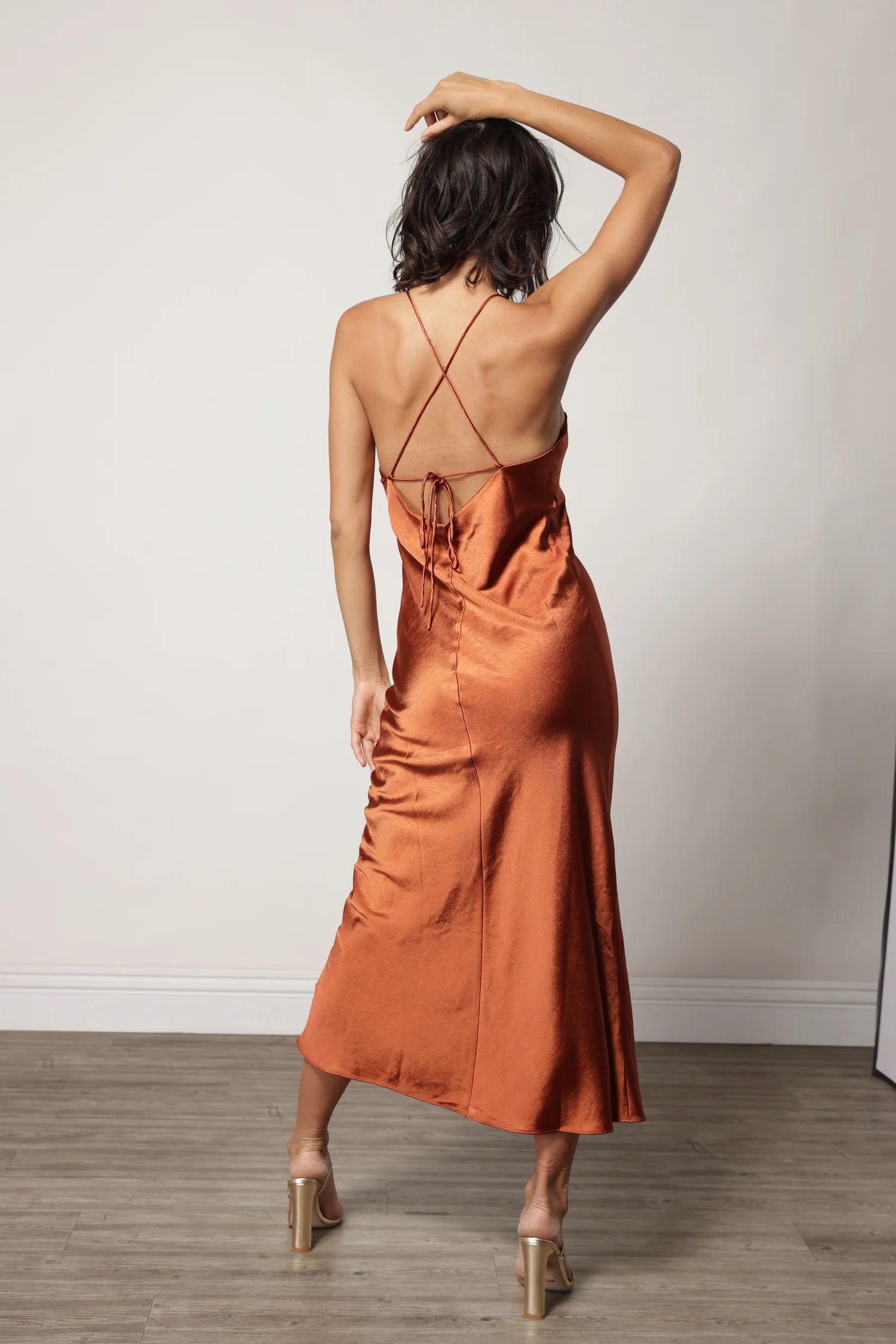 Makena Midi Dress - Rust by Line & Dot — view 5