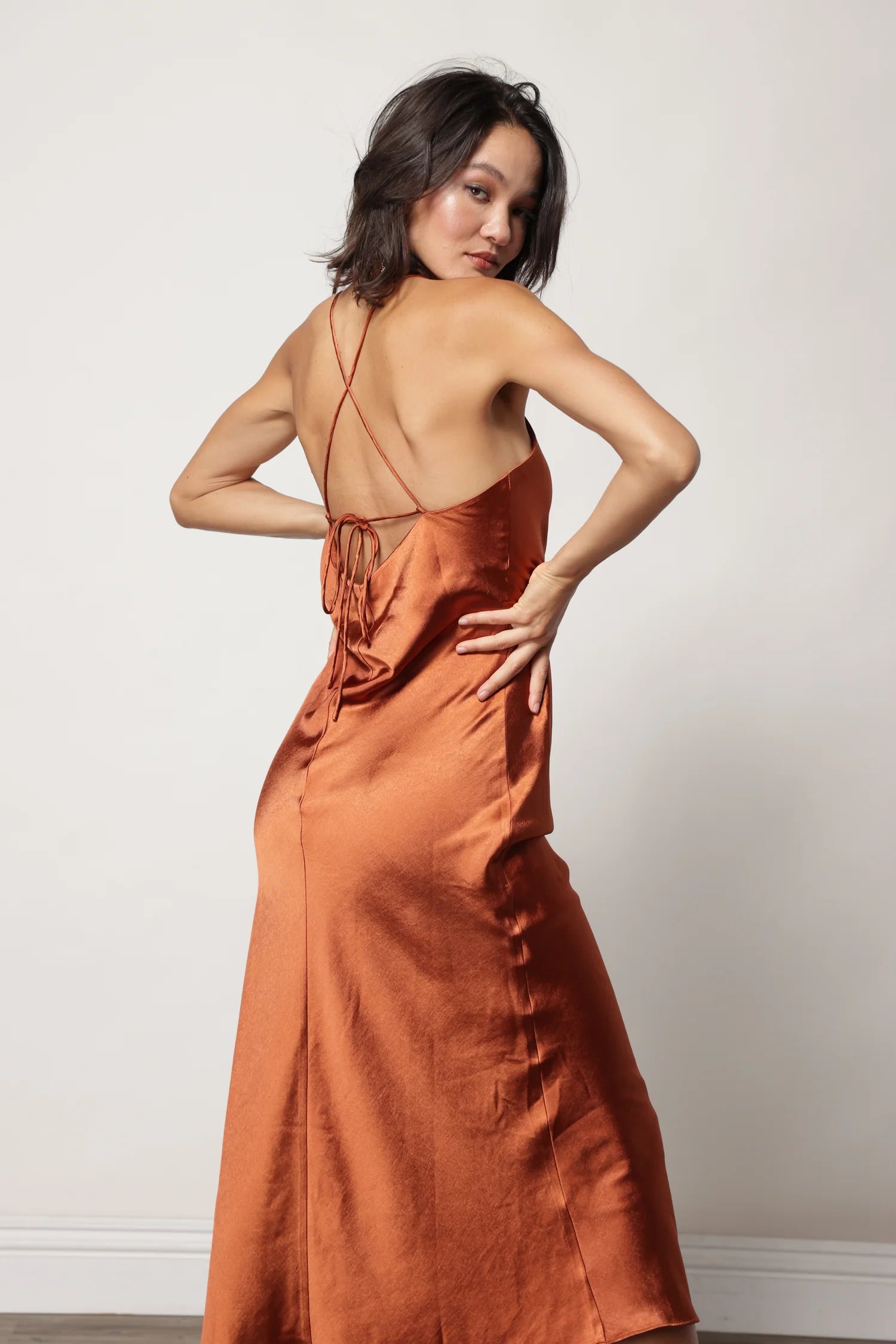 Makena Midi Dress - Rust by Line & Dot — alternate view