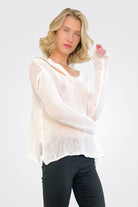 Open Collar Knitted Top - White by Malloni — alternate view