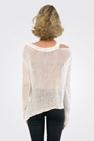 Open Collar Knitted Top - White by Malloni — view 3