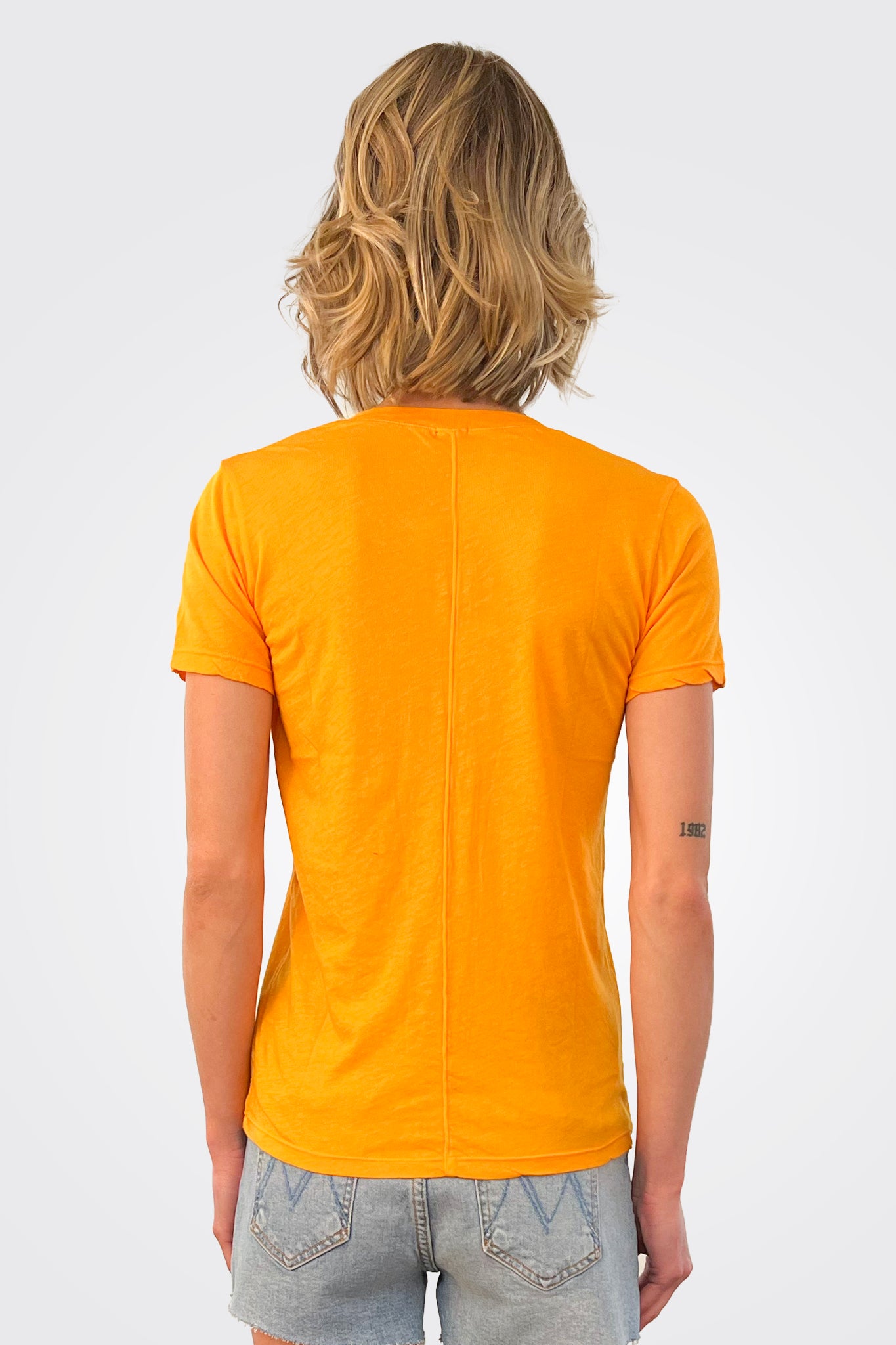 Relaxed V Neck Tee - Mango by Monrow — alternate view