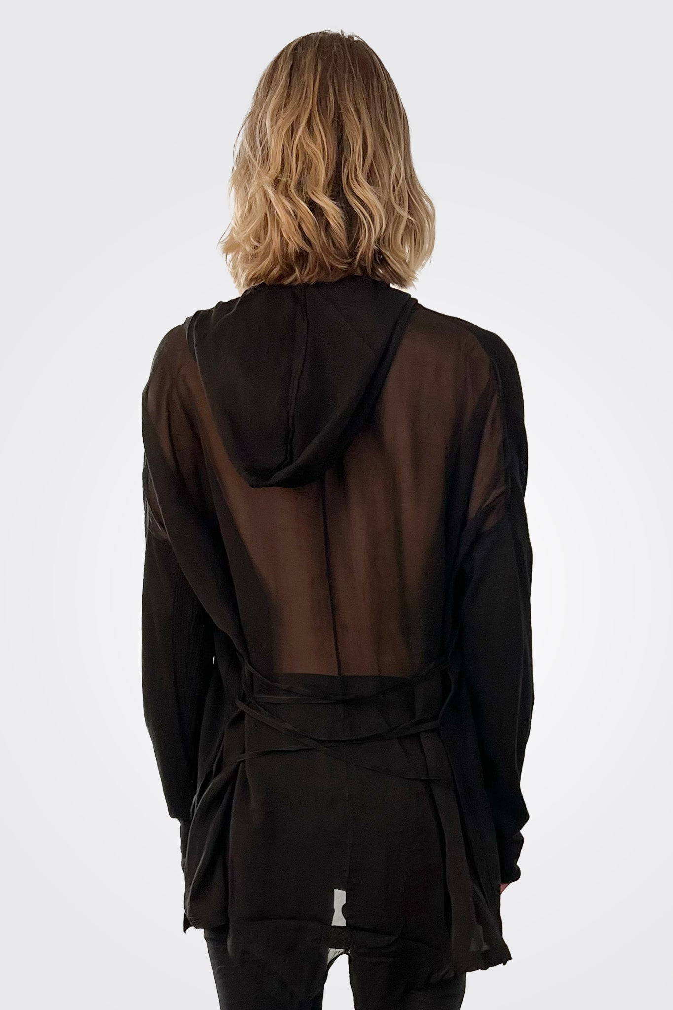 Cappuccio Hooded Knit Cardigan - Black by Masnada — alternate view