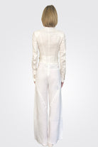 Linen Flared Trousers - Chalk by Masnada — alternate view