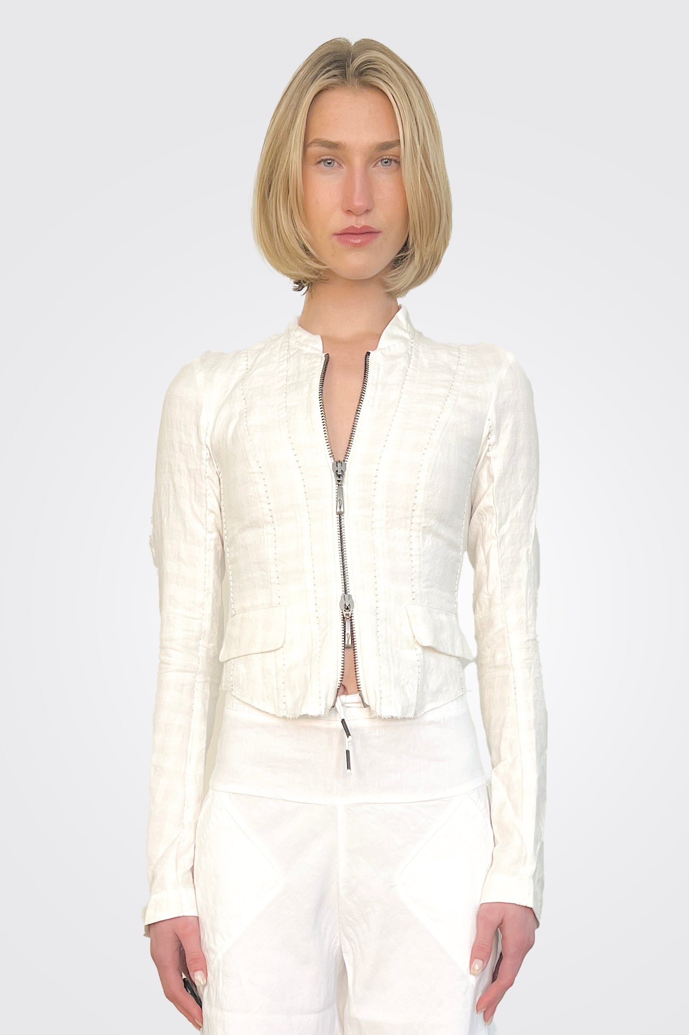 Zip Bar Jacket - Chalk by Masnada | 25 South Boutiques