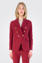 Caroline Double Breasted Velvet Blazer - Ruby by Masons — alternate view