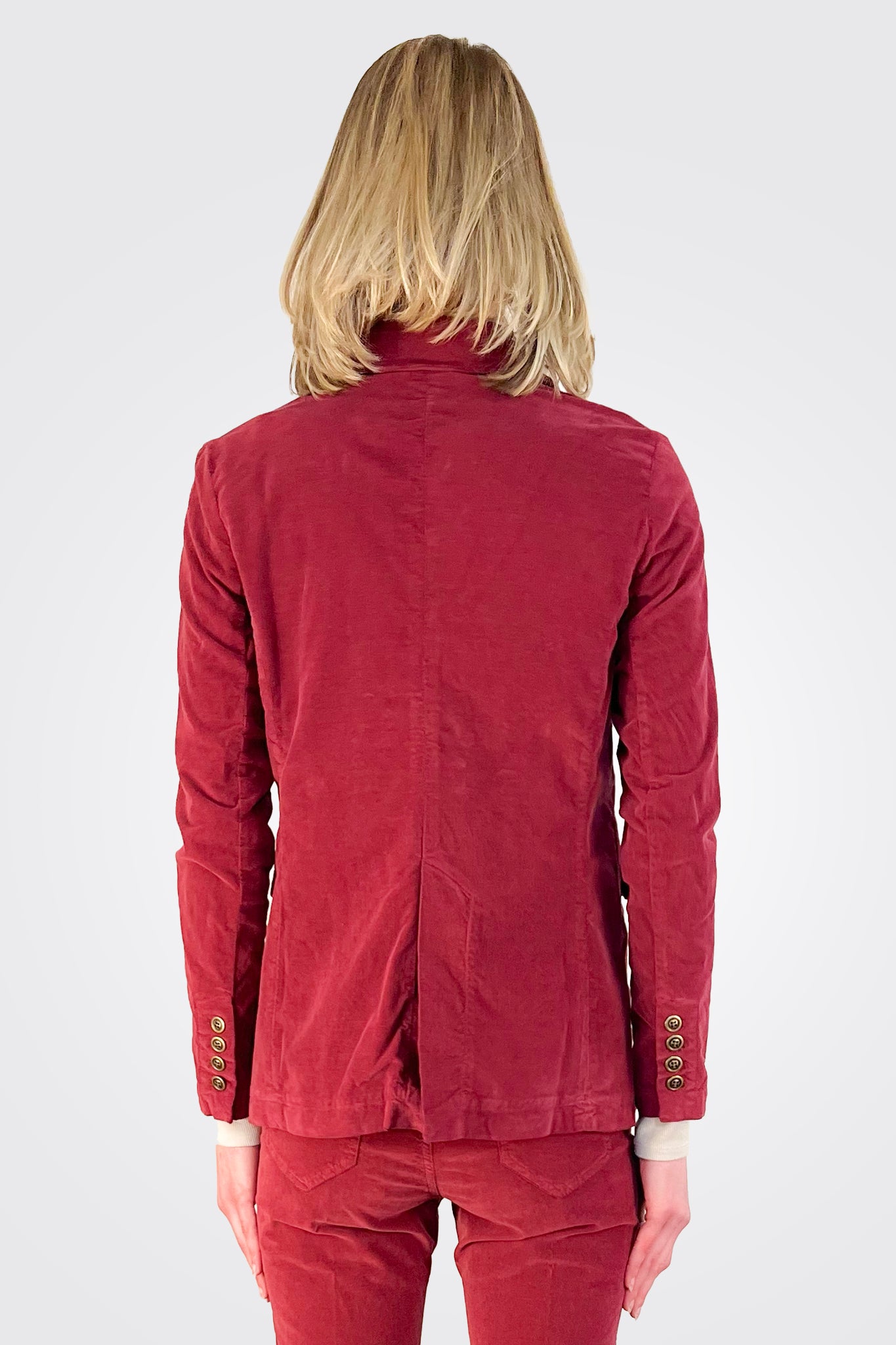 Caroline Double Breasted Velvet Blazer - Ruby by Masons — view 3