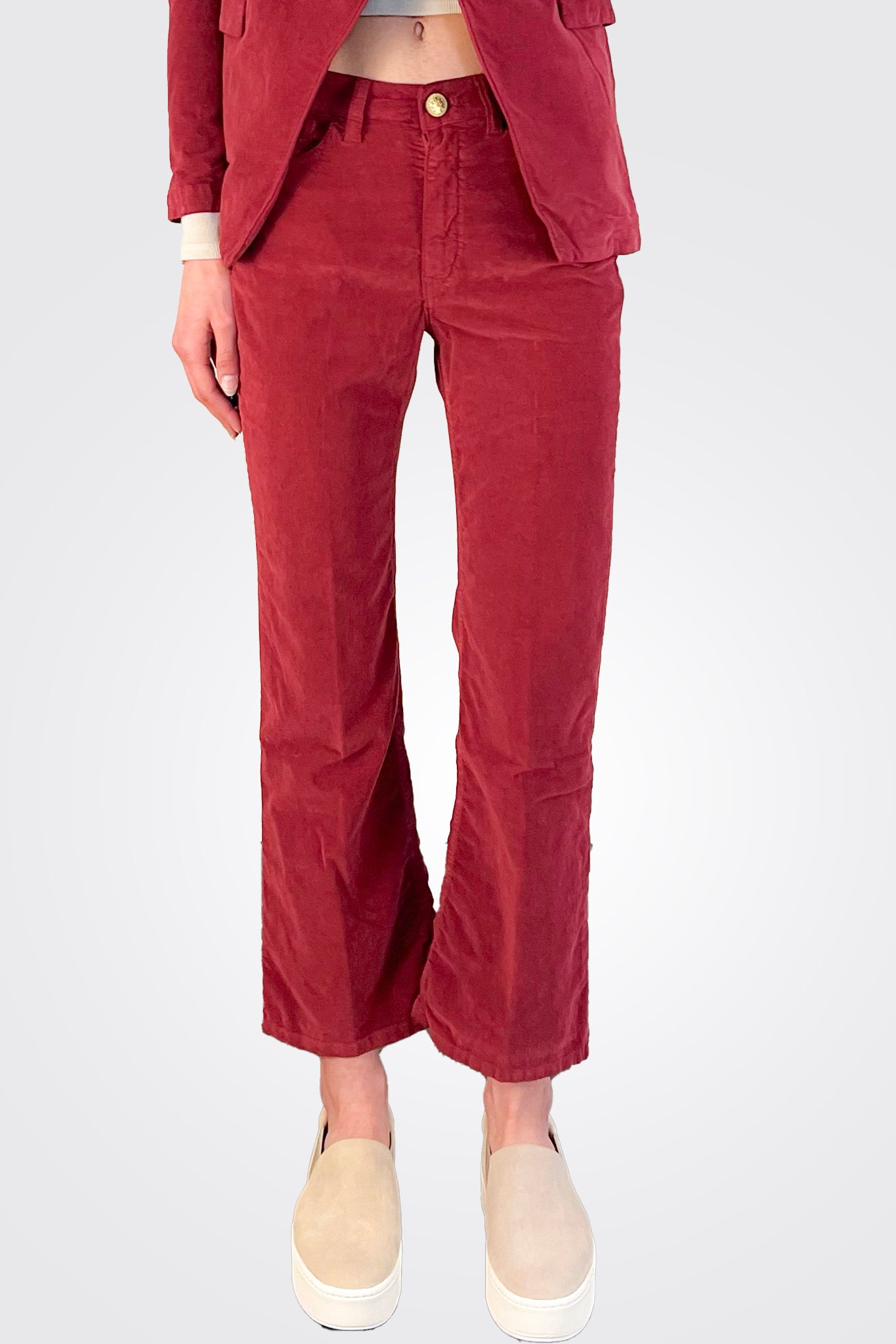 Olivia Velvet Trousers - Ruby by Masons — alternate view