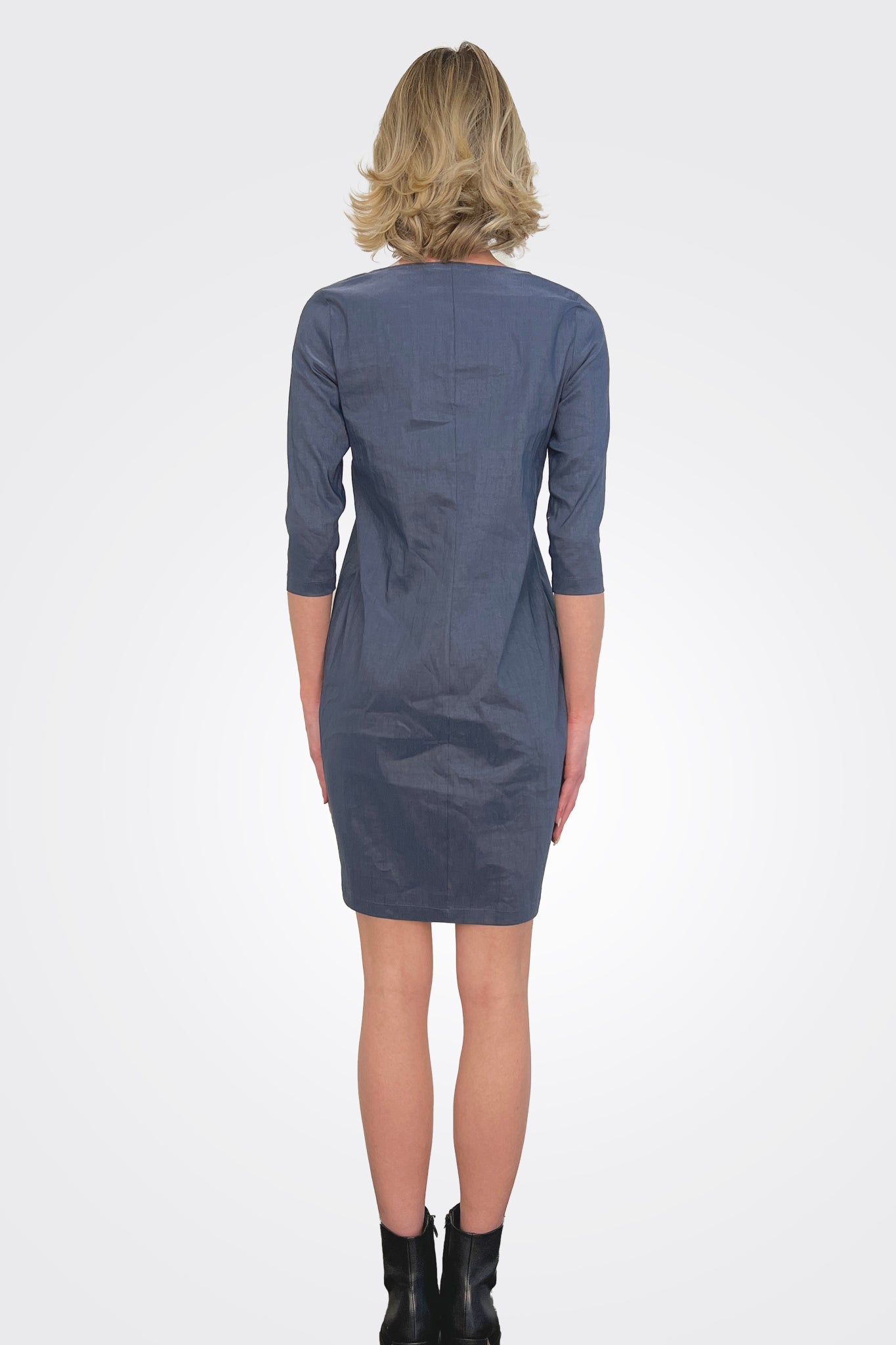 Crewneck 3/4 Sleeve Dress - Midnight Blue by Sarah Pacini — alternate view