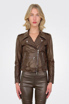 Asym Moto Leather Jacket - Mud Brown by Giorgio Brato | 25 South Boutiques