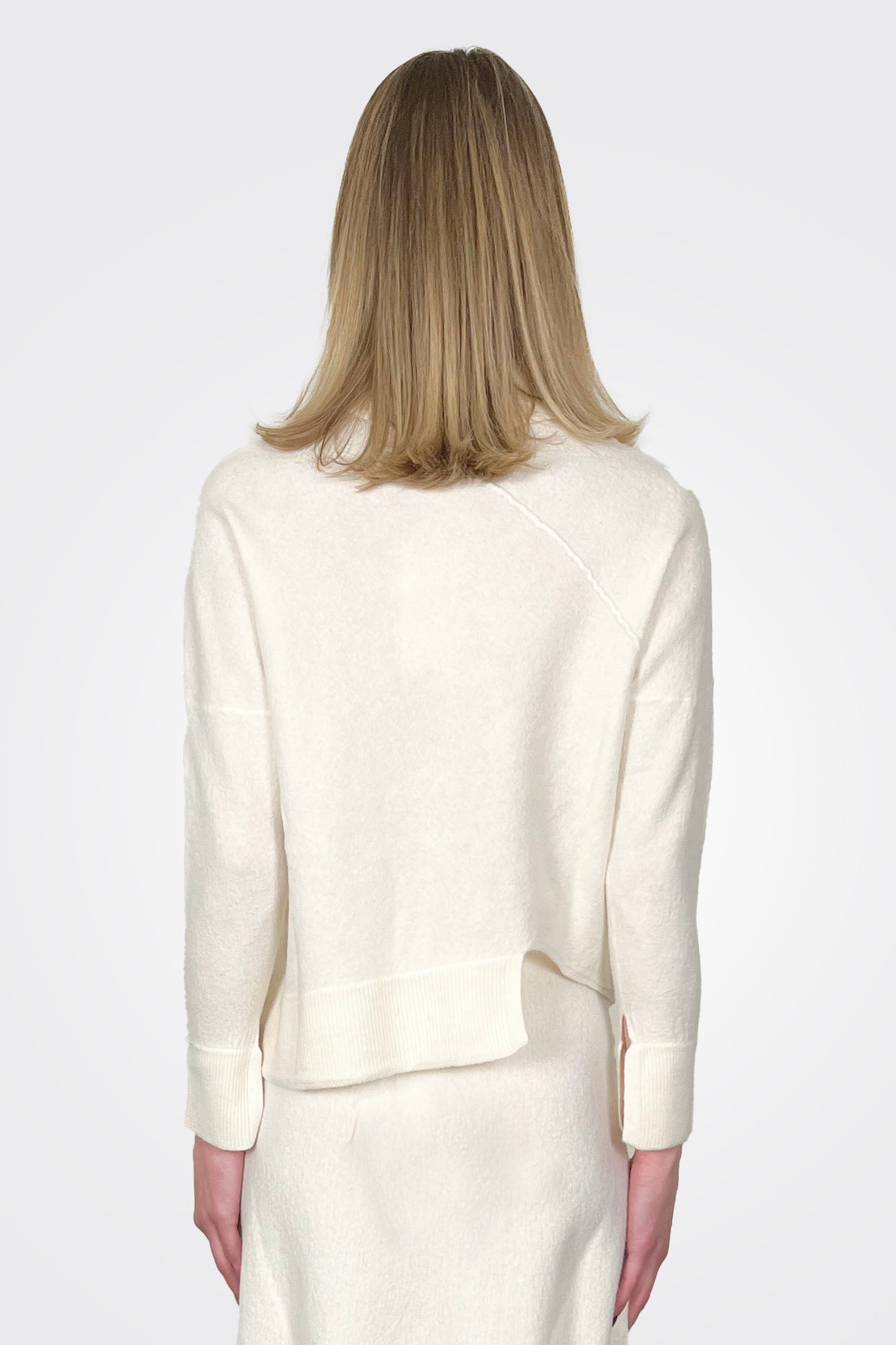 Asymmetrical Turtleneck Sweater - Latte by MeiMeij — view 3