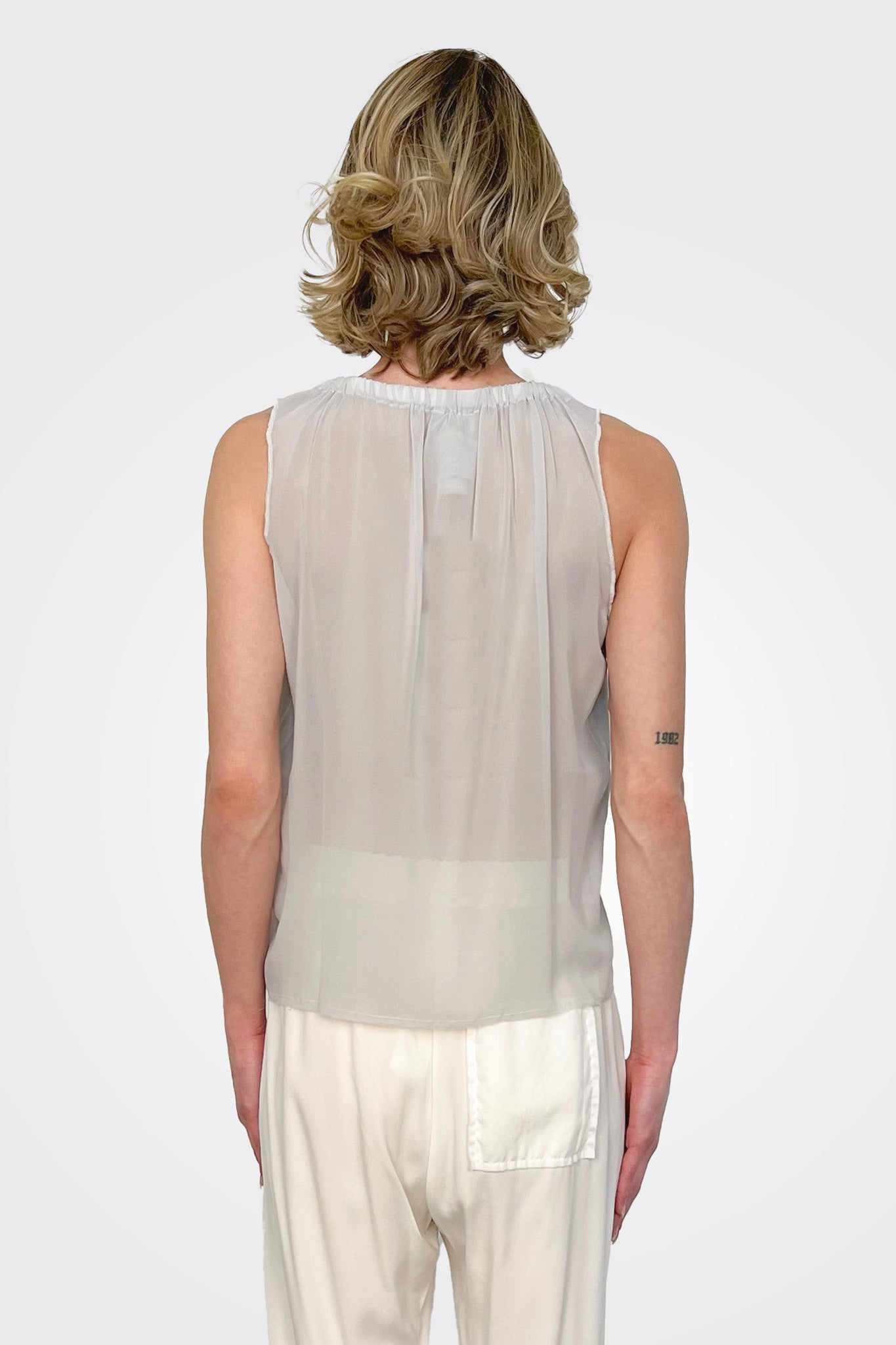 Silk Georgette Top - Mirage Grey by Kristensen — alternate view