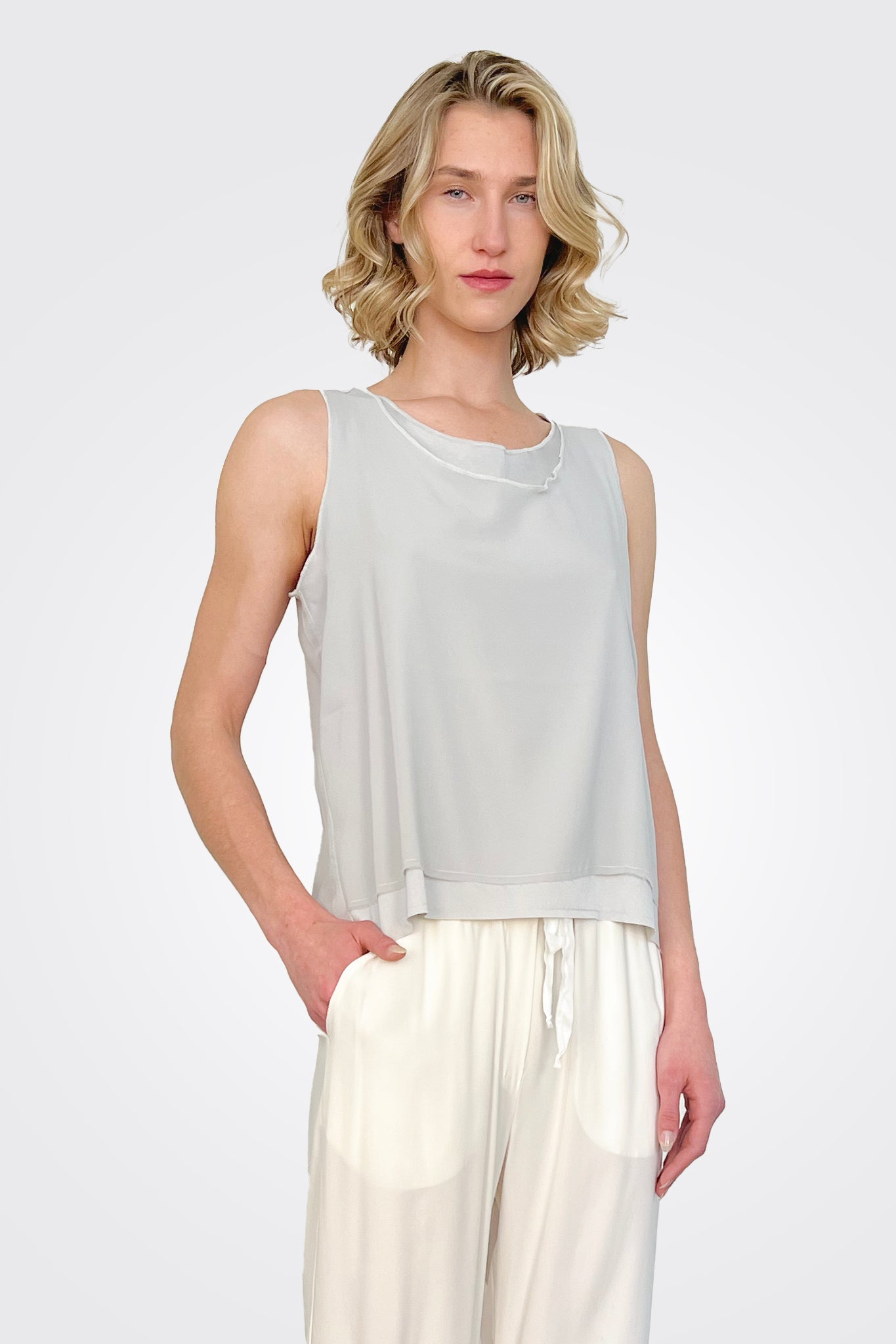 Silk Georgette Top - Mirage Grey by Kristensen | 25 South Boutiques