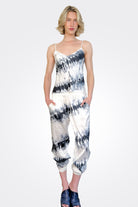 Silk Charmeuse Jogger - Black White Stripe by Michelle Jonas | 25 South Boutiques