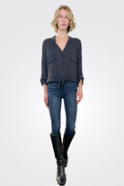 Cargo Pocket Tie Front Top - Midnight by Maven West — view 3