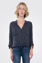 Cargo Pocket Tie Front Top - Midnight by Maven West | 25 South Boutiques