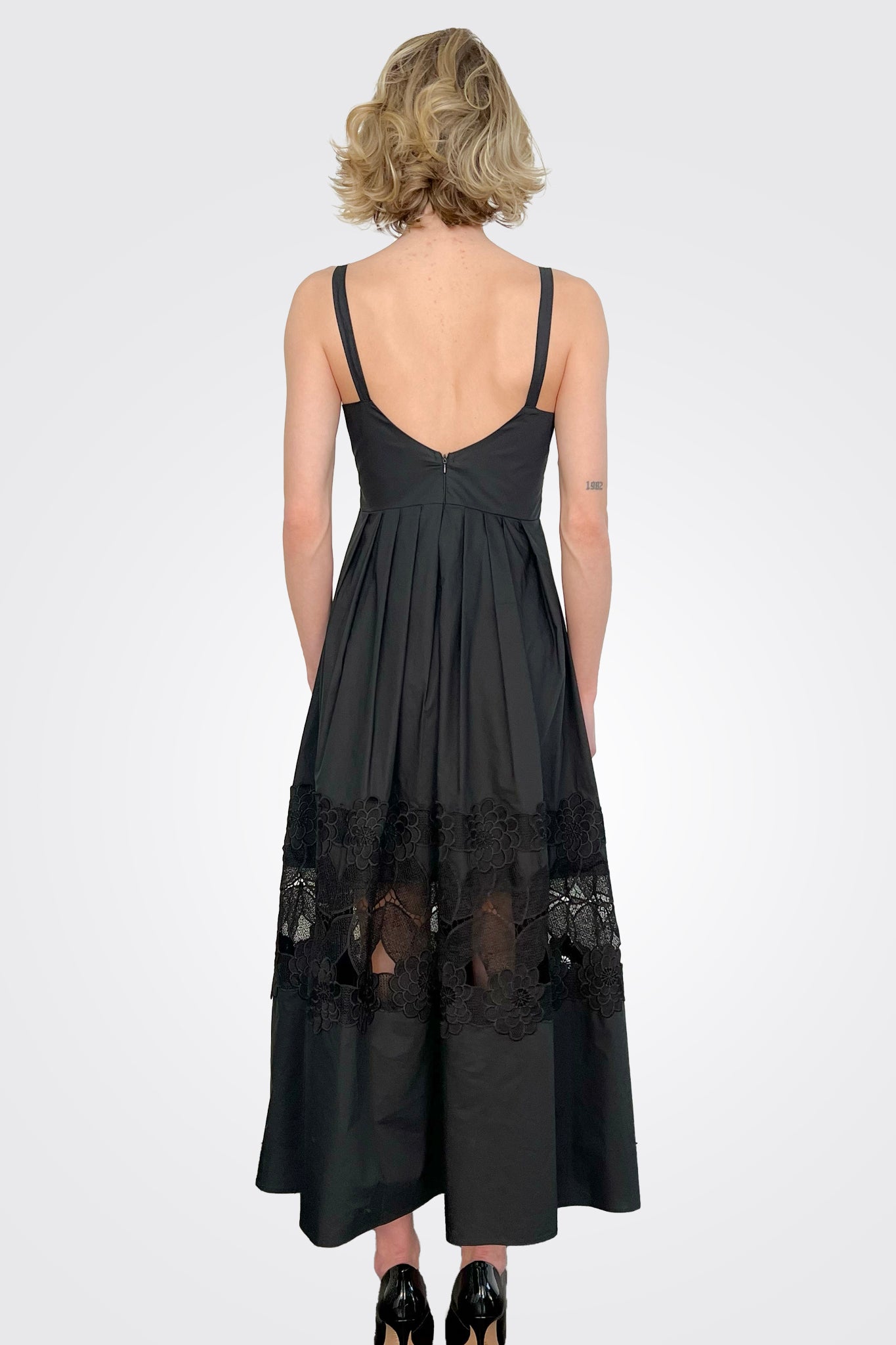 Sheer Lace Detail Dress - Black by Milva Mi — alternate view