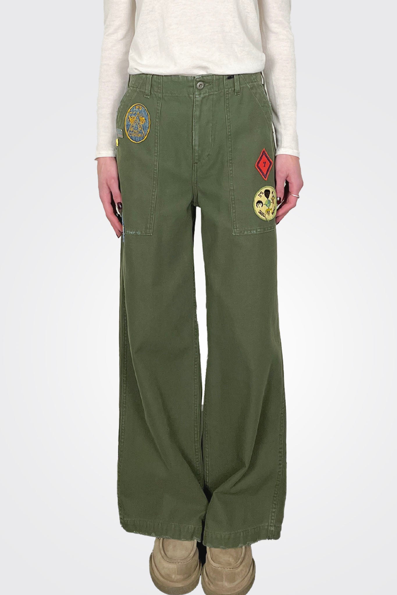 Wide Leg Embroidered Trouser - Field by Roy Rogers — alternate view