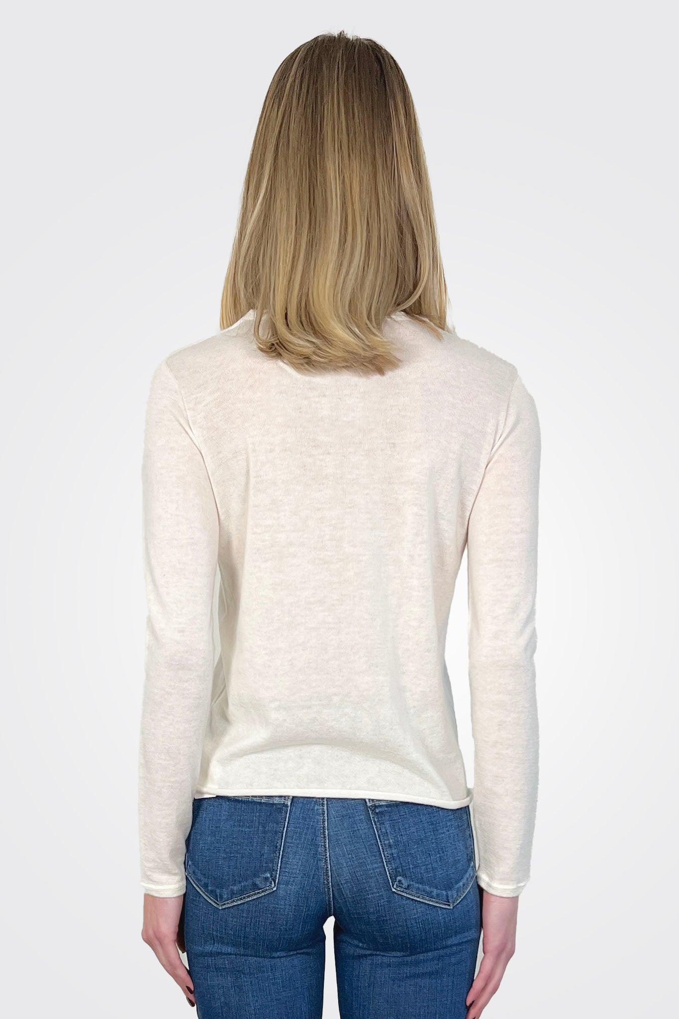 Cashmere Long Sleeve Crewneck - Milk by Majestic — alternate view