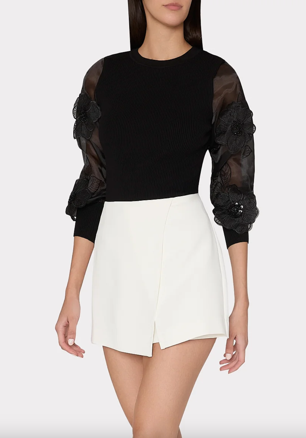 Koda Combo Sleeve Knit Pullover - Black by Milly | 25 South Boutiques