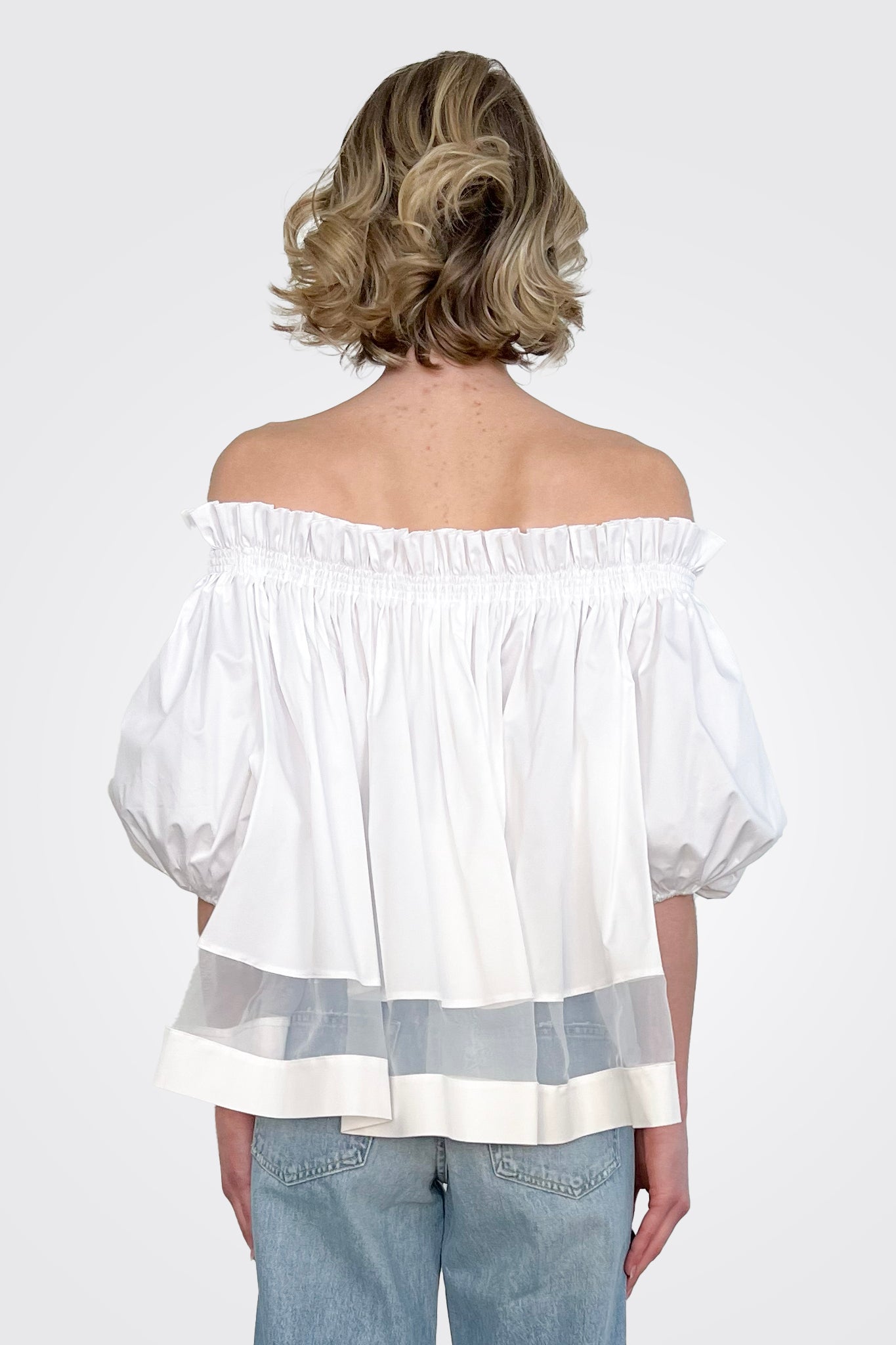 Off Shoulder Puff Sleeve Blouse - White by Milva Mi — alternate view
