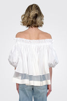 Off Shoulder Puff Sleeve Blouse - White by Milva Mi — alternate view