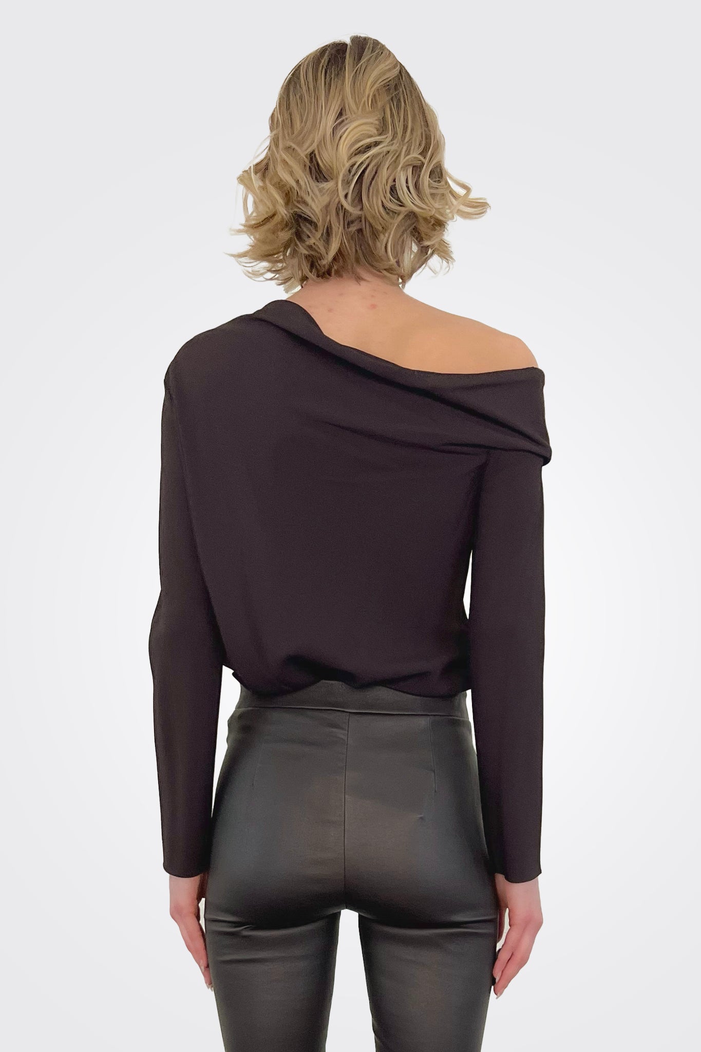 One Shoulder Long Sleeve - Mink by Theory — view 3