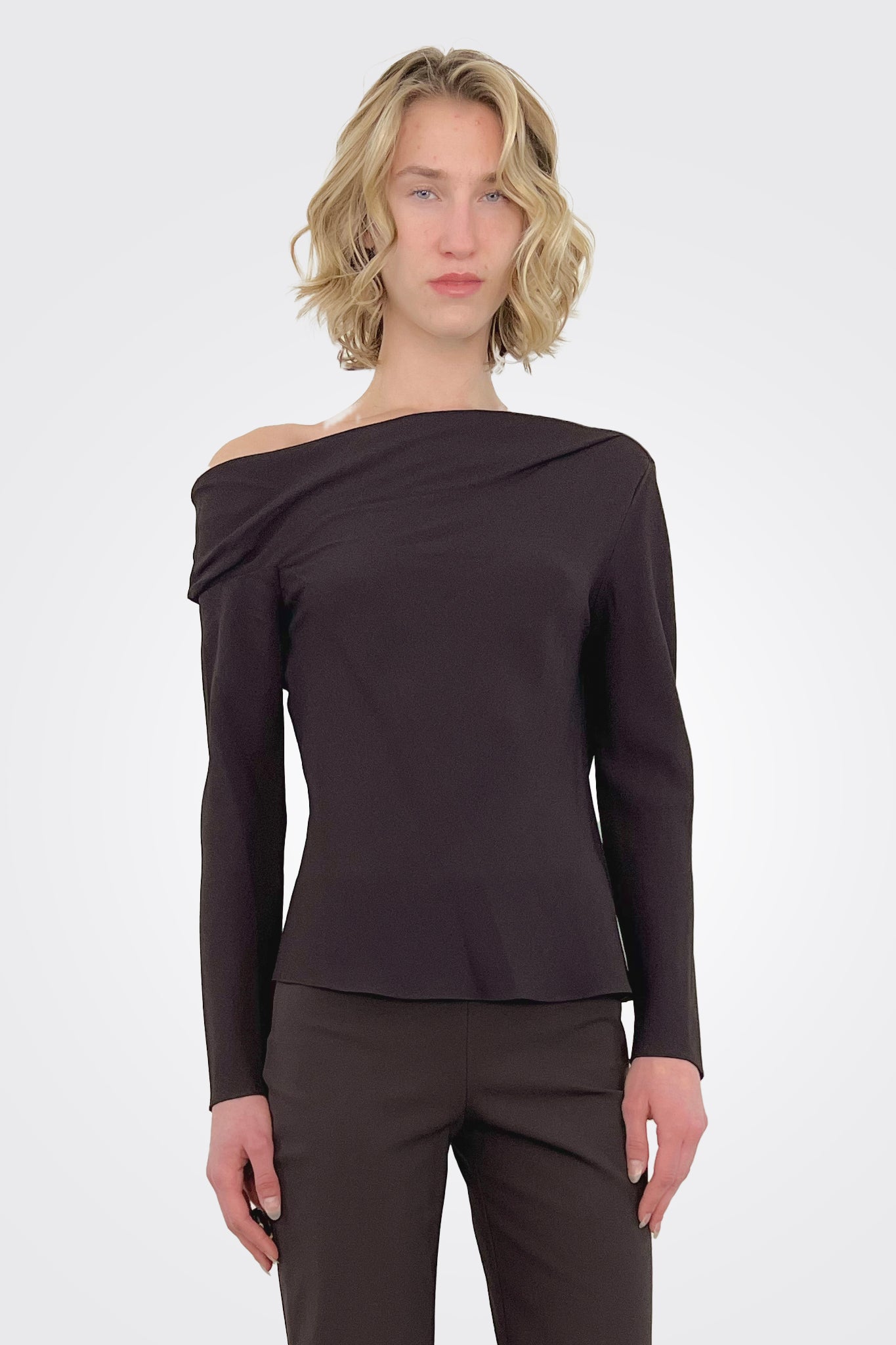 One Shoulder Long Sleeve - Mink by Theory — alternate view