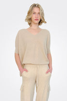 Supima Cotton Cashmere V Neck Sweater - Brown Sugar by Minnie Rose | 25 South Boutiques